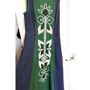eSHAKTI Womens Maxi‎ Floral Embroidered Cotton Sleeveless Dress Paneled Size 14